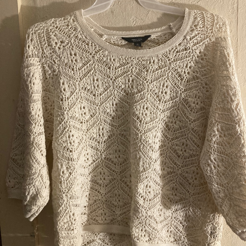 Vera Wang cream sweater- size Medium